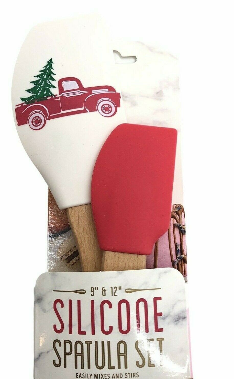 AR + Cook Holiday Silicone Spatula Set Red Truck Christmas Tree 9" And 12"