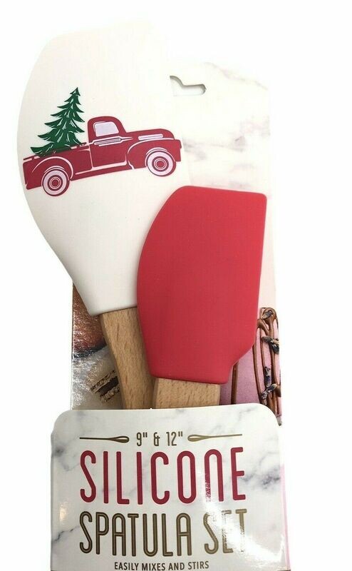 AR + Cook Holiday Silicone Spatula Set Red Truck Christmas Tree 9&quot; And 12&quot;