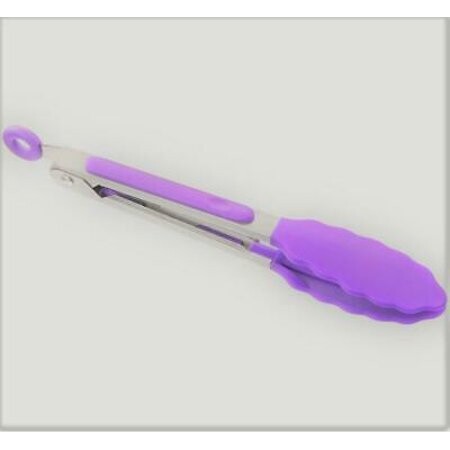 Martha Stewart Purple Heat Resistant Silicone Locking Tongs 7&quot;