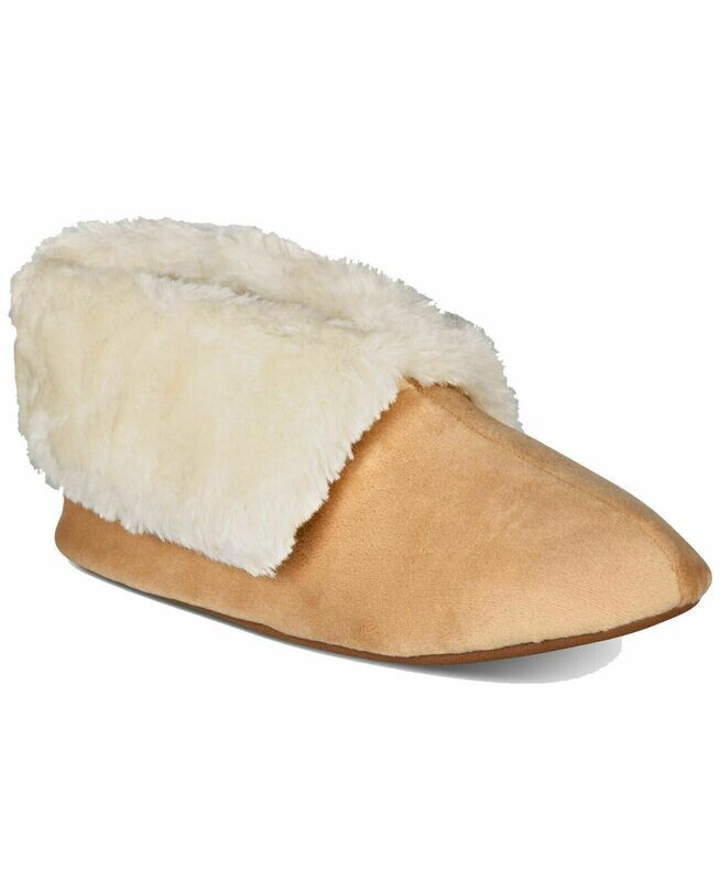 Charter Club Plush Faux-Fur Booties Slippers, Tan - (L)