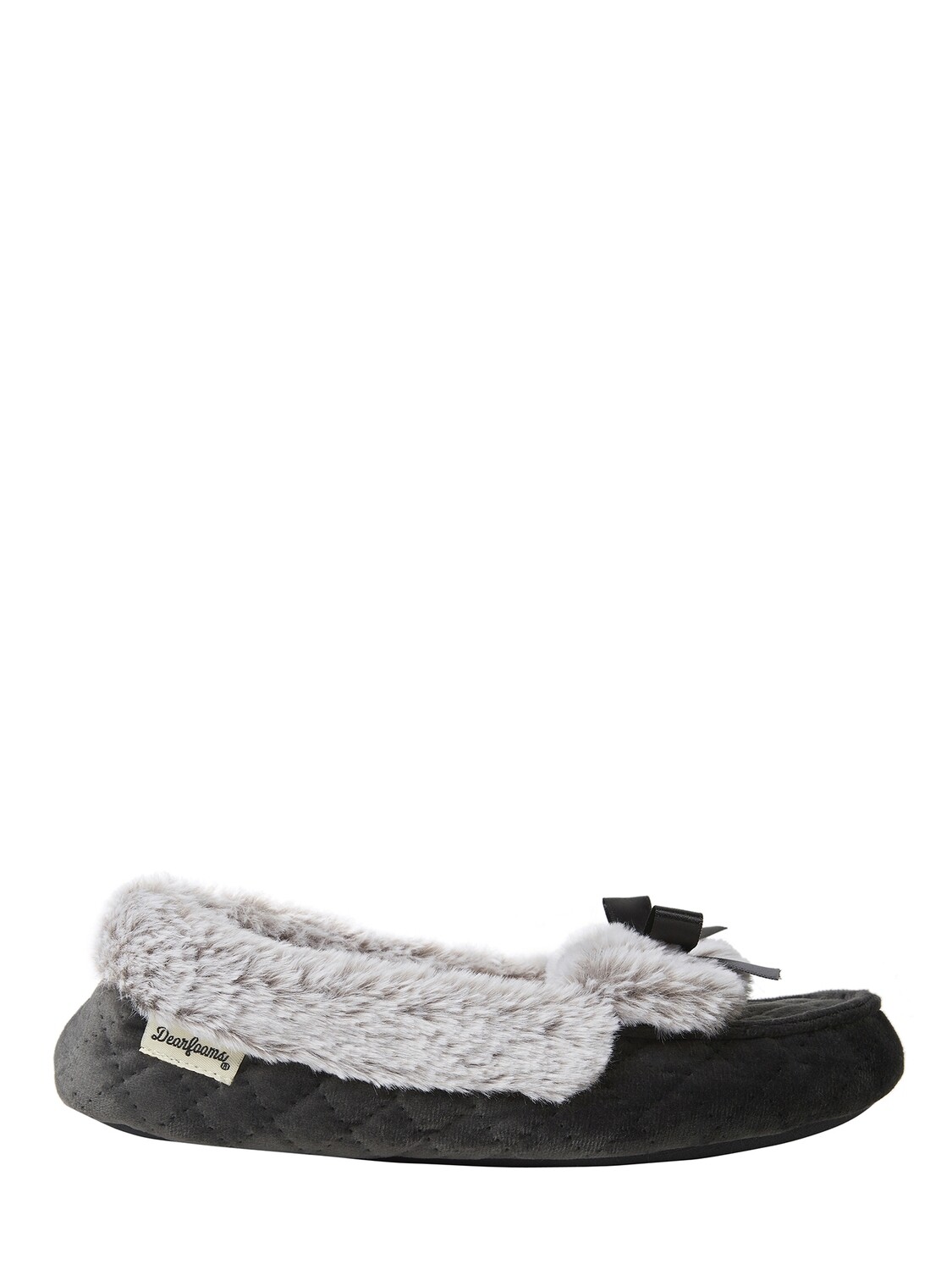 Dearfoams Women&#39;s Quilted Velour Moccasin Slippers (S)