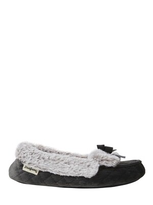 Dearfoams Women's Quilted Velour Moccasin Slippers (S)