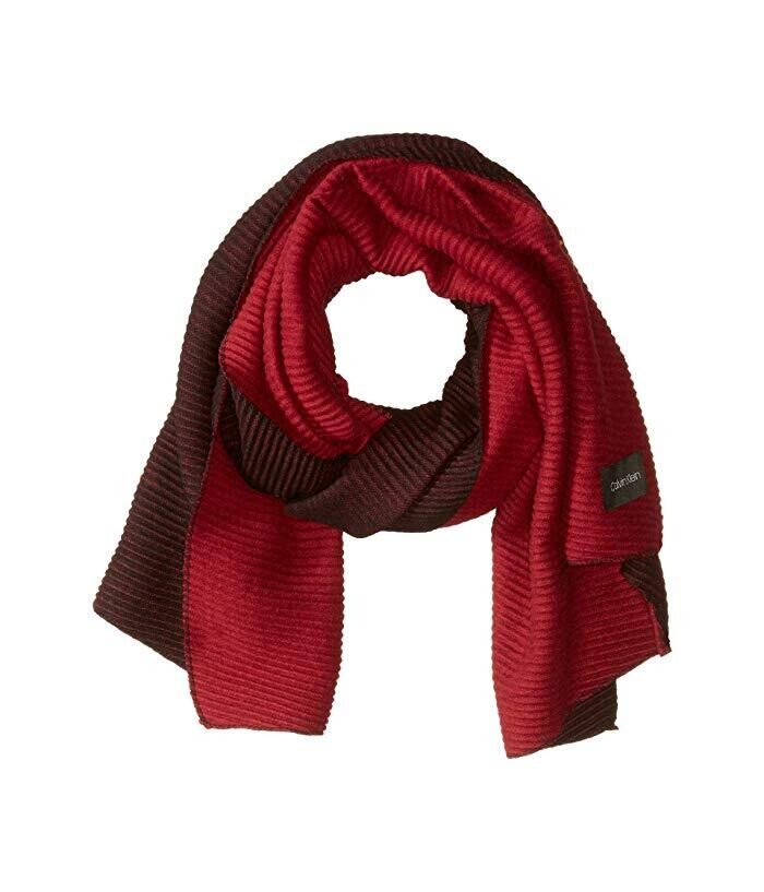 Calvin Klein Double Faced Pleated Blanket Scarf - Barn Red