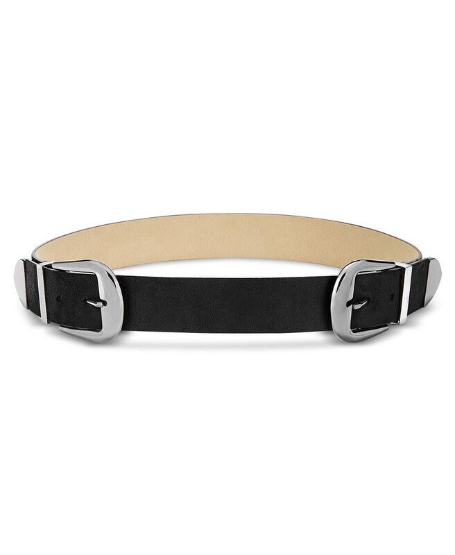INC Double Buckle Suede Belt Black (M)