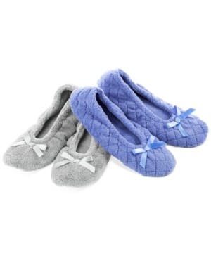 Isotoner Signature Women&#39;s 2-Pk. Microterry Ballerina Slippers (L)