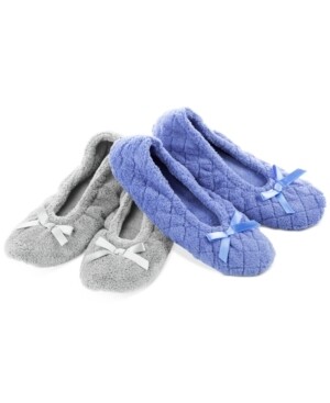 Isotoner Signature Women's 2-Pk. Microterry Ballerina Slippers (L)