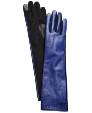 Calvin Klein Long Leather Gloves - Night Oil