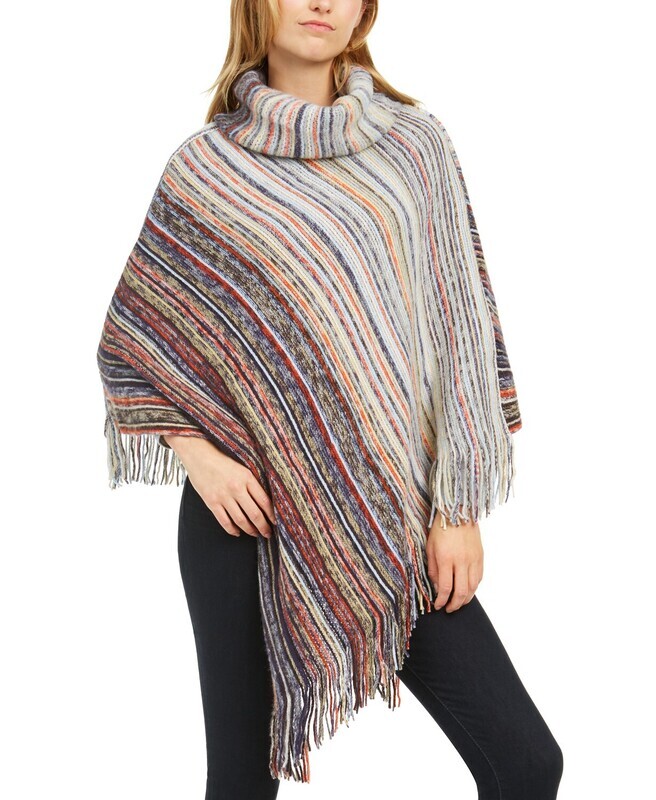 Cejon Brushed Marled-Stripe Diamond-Shape Poncho