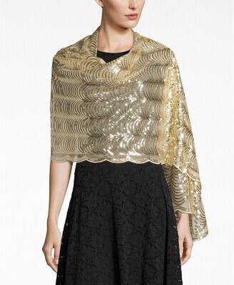 Blue by Betsey Johnson Sequined Scallops Evening Wrap, Gold