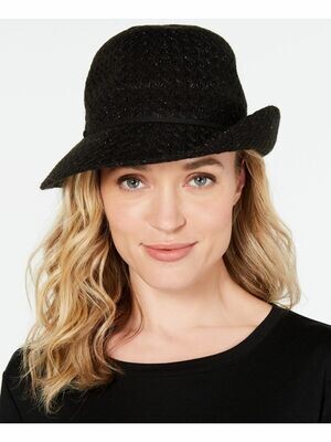 International Concepts Black Polyester Fitted Metallic Tie Accent Cloche