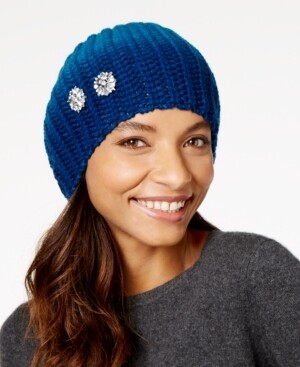 Echo Ombre Embellished Slouchy Beanie - Blue