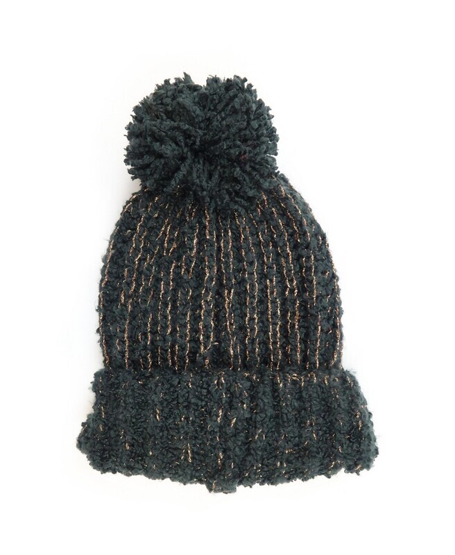 Marcus Adler Lurex Boucle Beanie - Black