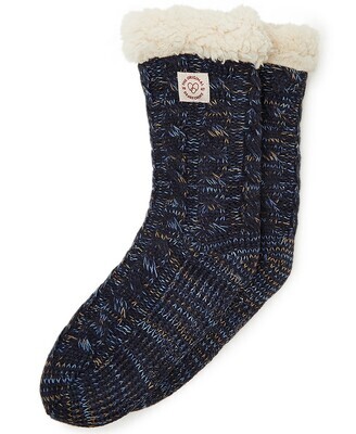 Dearfoams Space-Dye Cable Knit Blizzard Slipper Socks