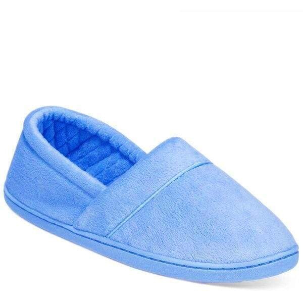 Charter Club Microvelour Memory Foam Slippers, Blue - (XL)