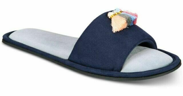 International Concepts Women's Tassel-Band Memory Foam Soft Slippers, Blue - (M)