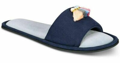 International Concepts Women's Tassel-Band Memory Foam Soft Slippers, Blue - (L)