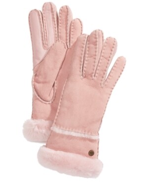 Ugg Stitched Slim Tech Gloves, Pink - L