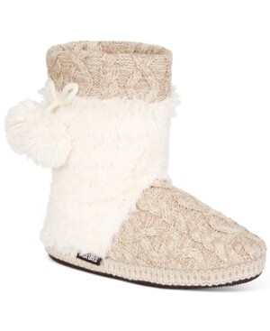 Muk Luks Women&#39;s Coralee Boot Slippers - Beige - Medium