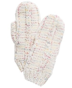 International Concepts Space Dye Chenille Mittens - Ivory