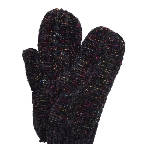International Concepts Space Dye Chenille Mittens - Black