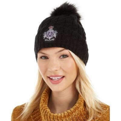 Lauren Ralph Lauren Cable-Knit Patch Beanie - Black