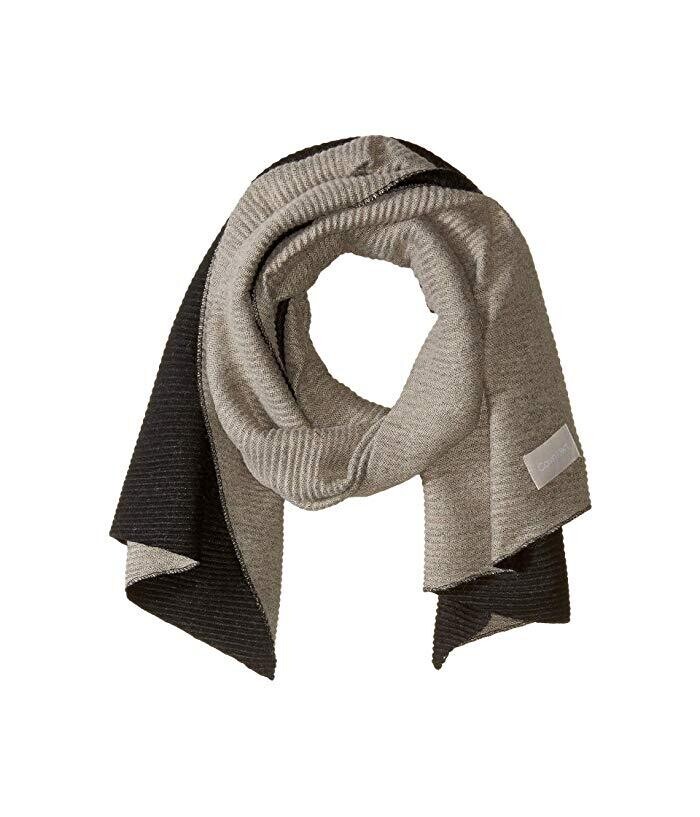 Calvin Klein Double Faced Pleated Blanket Scarf - Heathered Almond