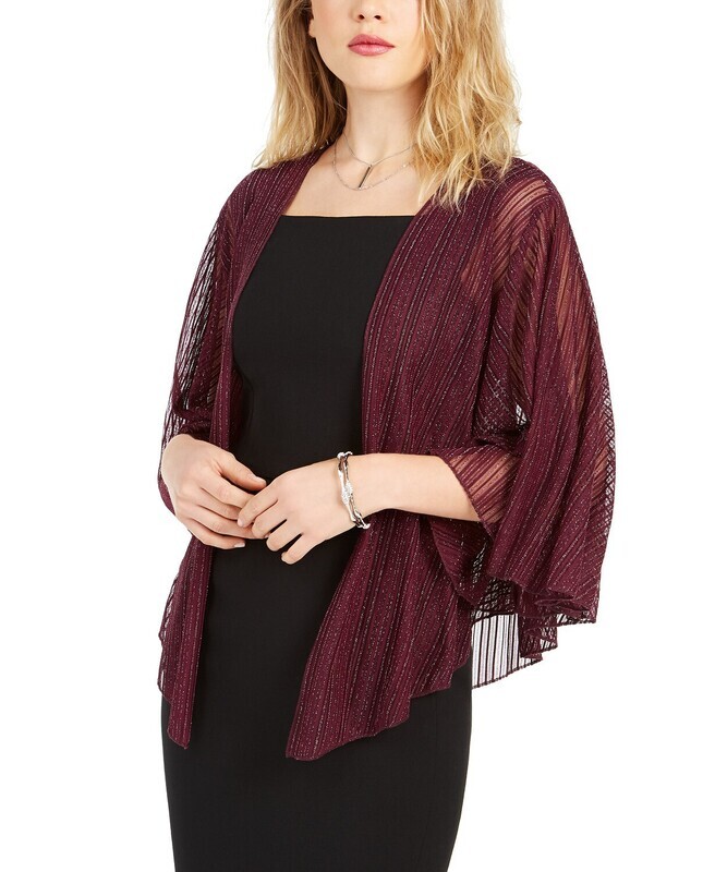 International Concepts Cropped Metallic Shrug, Wine