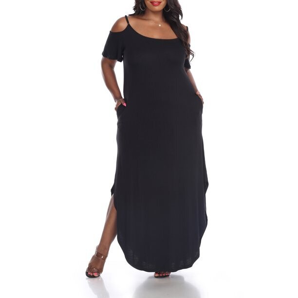 White Mark Women's Plus Size Lexi Maxi Dress, Black