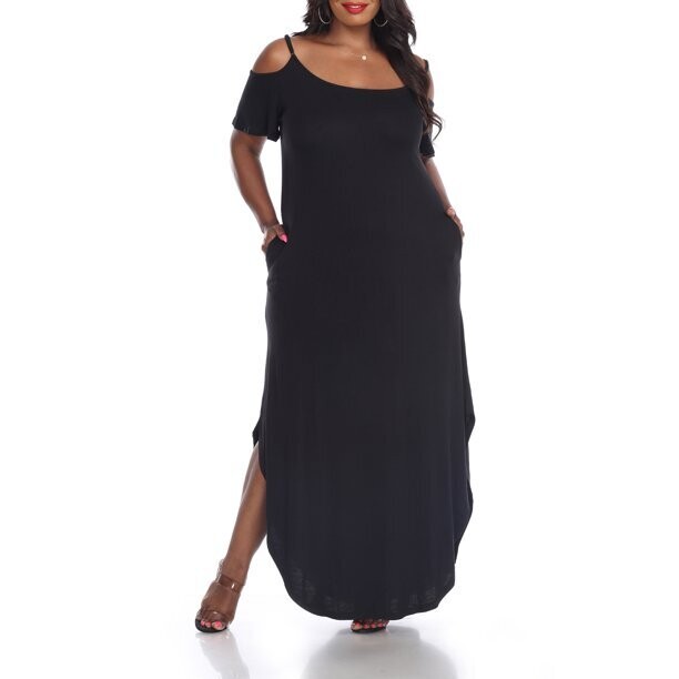 White Mark Women&#39;s Plus Size Lexi Maxi Dress, Black
