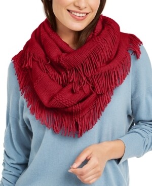 International Concepts Raschel-Knit Loop Scarf With Fringe, Wine