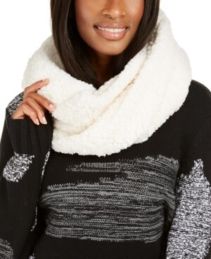 International Concepts Faux-Sherpa Loop Scarf, Ivory