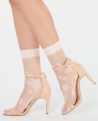International Concepts 2-Pk. Stamped Floral Anklet Fashion Socks