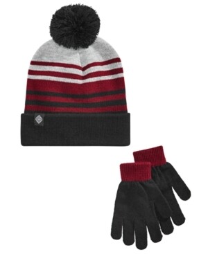 Berkshire Little & Big Boys 2-Pc. Striped Hat & Gloves Set