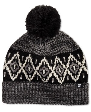Block Hats Men S Ribbed Knit Air Isle Beanie with Pom Black