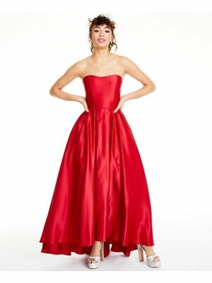 BETSY & ADAM Women's Red Hi-low Full-Length Formal Fit + Flare Dress - Size 12