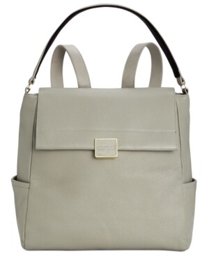 Kenneth Cole New York Christie Leather Backpack – Light Gray
