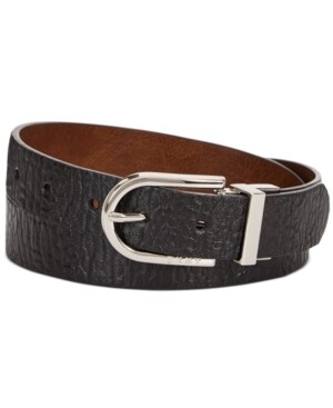 Dkny Buffalo-Glaze Reversible Belt - Black/Cognac/Silver - S