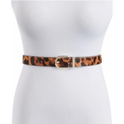 Michael Michael Kors Skinny Leo Haircalf Belt - Leopard/Gold - XL