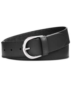Calvin Klein Mens Leather Solid Dress Belt - Black - L