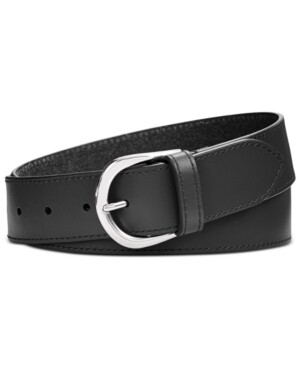 Calvin Klein Mens Leather Solid Dress Belt - Black - S