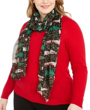 Cejon Snowman Holiday Oblong Scarf - Black