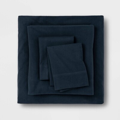 Solid Flannel Sheet Set - Threshold-Queen - Dark Blue