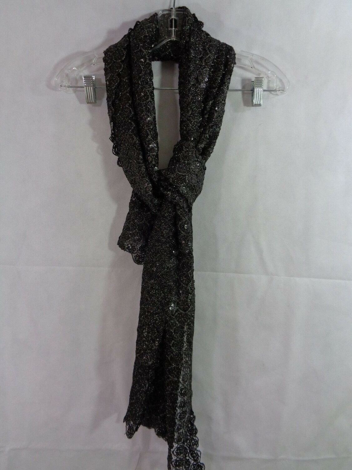 Collection 18 Fancy Floral Sequin Neck Wrap (Black)