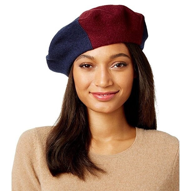 International Concepts Women S Colorblock Beret Navy One Size, Hat