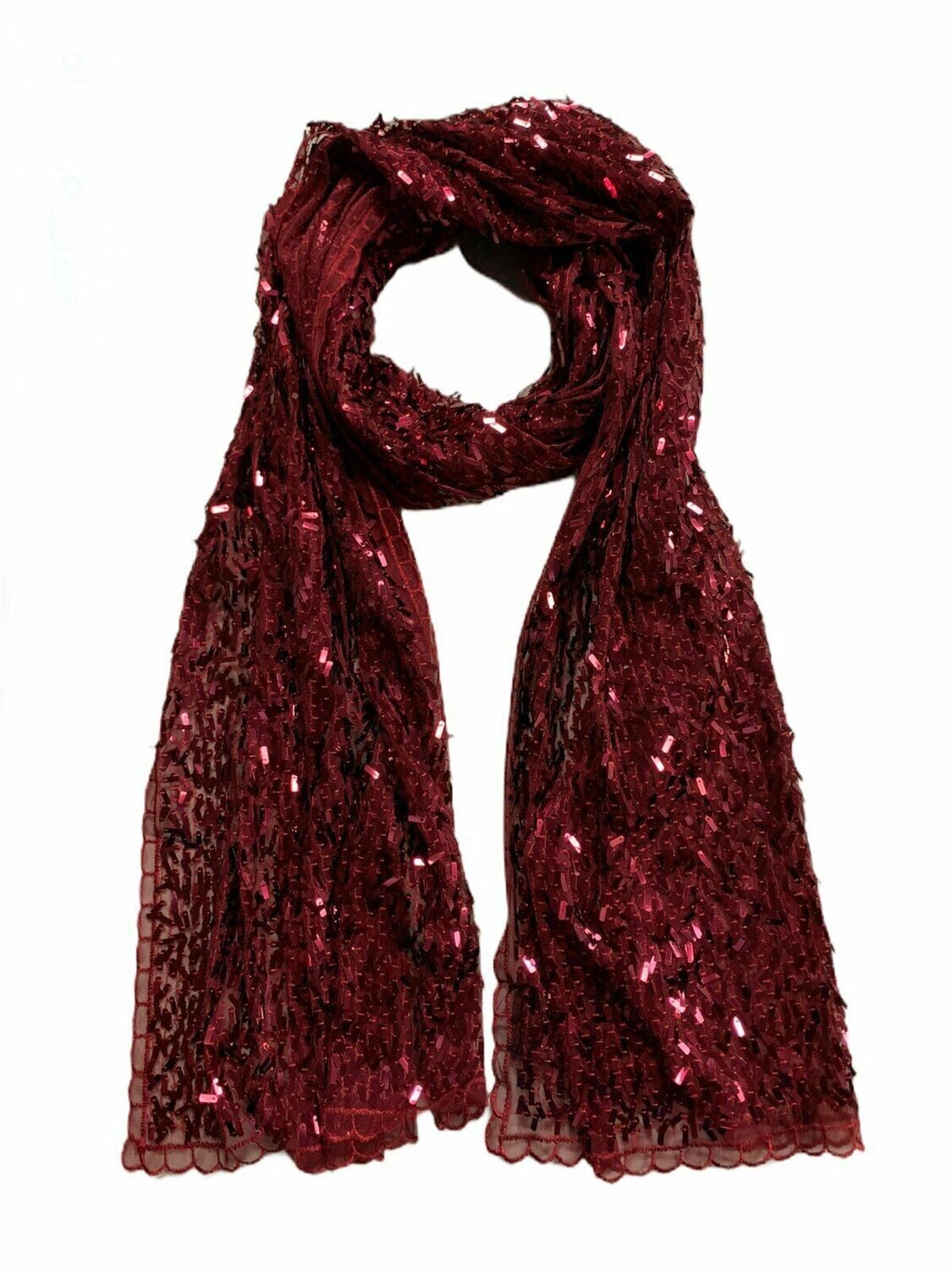 Cejon Women&#39;s Paillette Sequined Scalloped Evening Wrap
