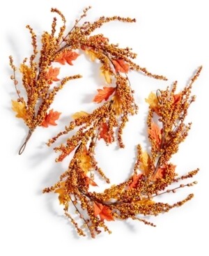 Martha Stewart Collection Harvest Pumpkin Berry Artificial Garland, - Orange
