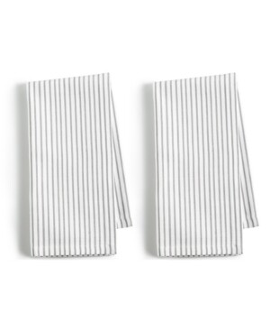 Martha Stewart Collection 2-Pc. Pinstriped Gray Cotton Napkin Set