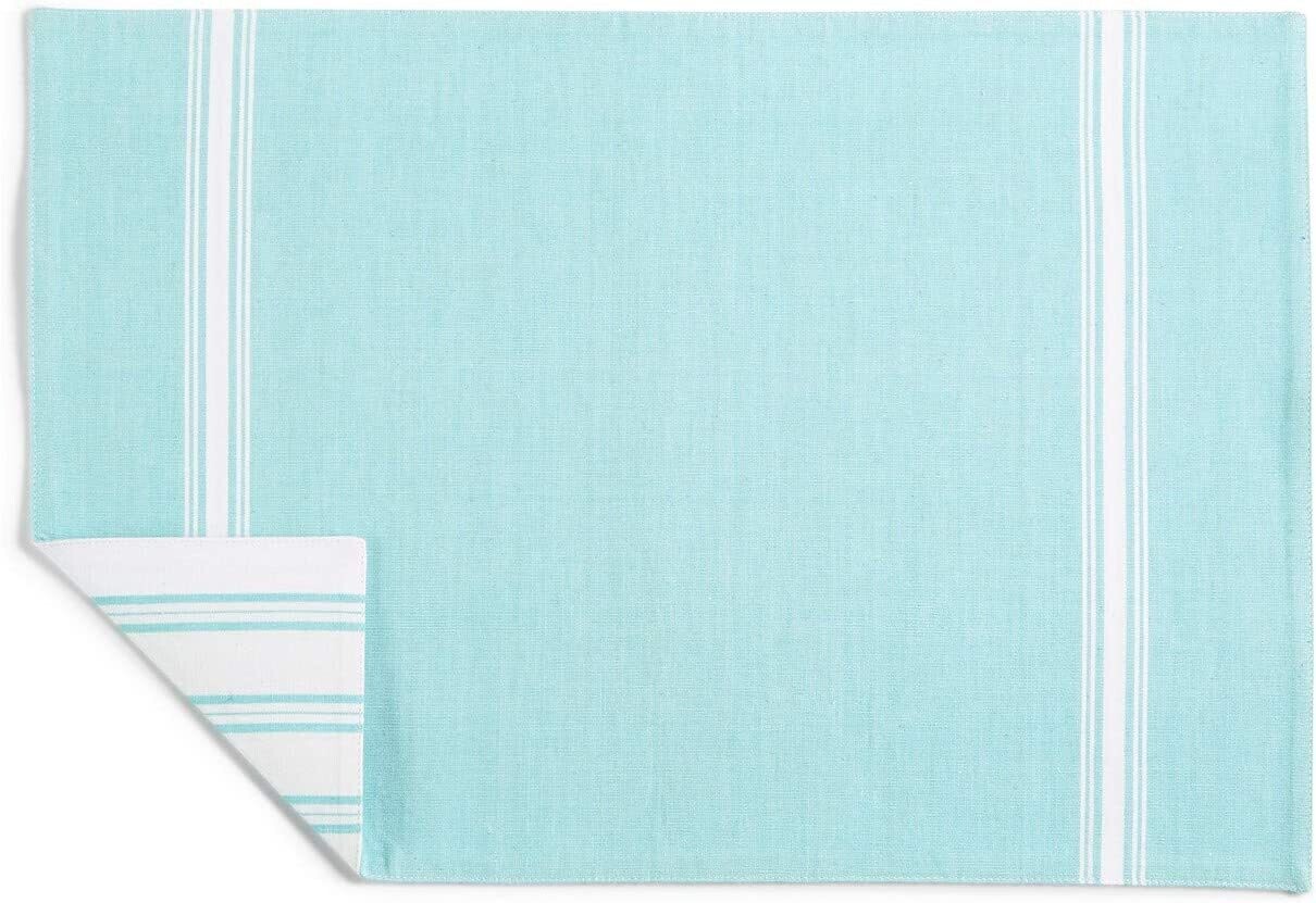 Martha Stewart Collection Striped Teal Cotton Placemat