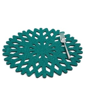 The Cellar Green Glitter Snowflake Placemat