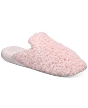 Charter Club Faux-Sherpa Slippers, Pink XL (11/12)
